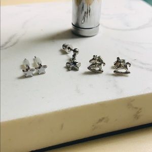NWOT 3-Set Tiny Cute Earrings - Silver